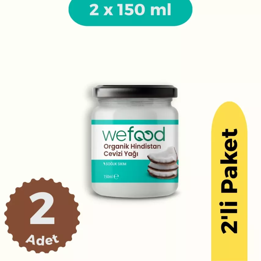 Wefood Organik Hindistan Cevizi Yağı (Soğuk Sıkım) 150 ml 2'li Set - 1