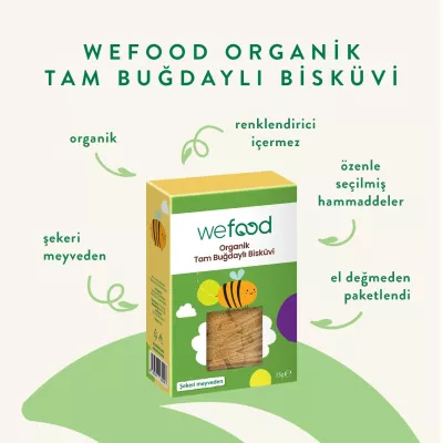 Wefood Kids Organik Tam Buğdaylı Bisküvi (55 gr) 3'lü Set - 5