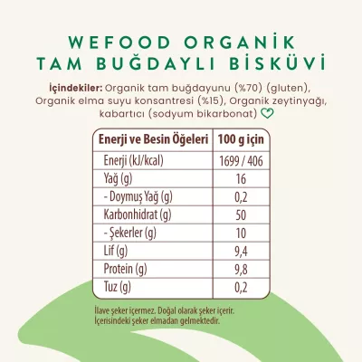 Wefood Kids Organik Tam Buğdaylı Bisküvi (55 gr) 3'lü Set - 6