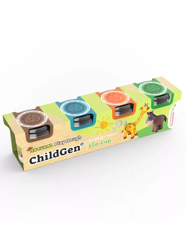 ChildGen Doğal Oyun Hamuru At Set (Kahverengi & Mavi & Turuncu & Yeşil) - 1