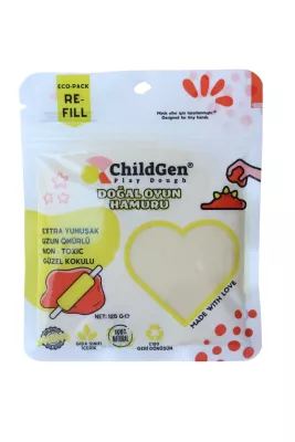 ChildGen Doğal Oyun Hamuru Beyaz Vakumlu Kartuş Paket (125 gr) Ecopack-Refill