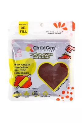 ChildGen Doğal Oyun Hamuru Kahverengi Vakumlu Kartuş Paket (125 gr) Ecopack-Refill