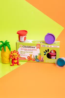 ChildGen Doğal Oyun Hamuru Mini-Cup 8'li Set (Kırmızı & Turuncu & Mavi & Yeşil & Sarı & Pembe & Beyaz & Mor) (8x65 gr) - 6