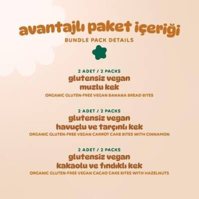 Humm Organik Kek 6'lı Set (Muzlu & Havuçlu ve Tarçınlı & Kakaolu ve Fındıklı) - 3