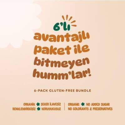Humm Organik Kurabiye 6'lı Set (Keçiboynuzlu ve Fındıklı & Zencefilli ve Tarçınlı & Ballı ve Kinoalı) (1)