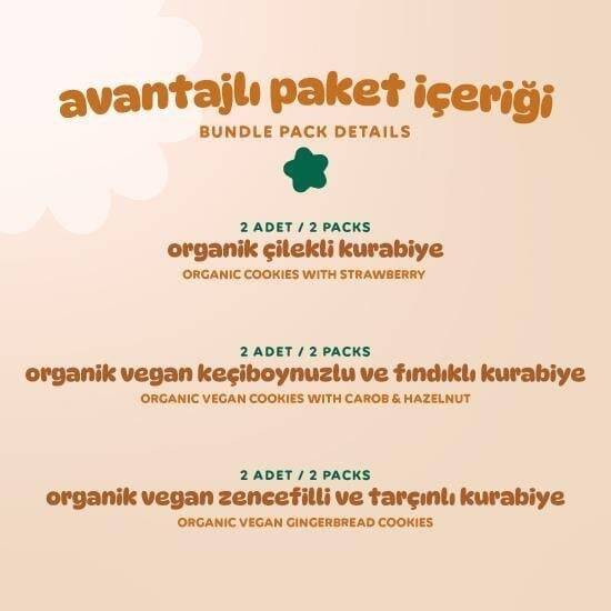 Humm Organik Kurabiye 6'lı Set (Keçiboynuzlu ve Fındıklı & Zencefilli ve Tarçınlı & Çilekli) - 3