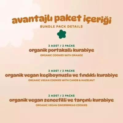 Humm Organik Kurabiye 6'lı Set (Keçiboynuzlu ve Fındıklı & Zencefilli ve Tarçınlı & Portakallı) - 3