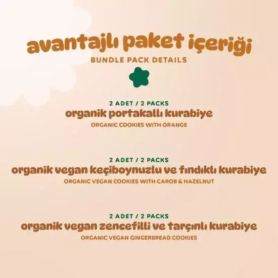 Humm Organik Kurabiye 6'lı Set (Keçiboynuzlu ve Fındıklı & Zencefilli ve Tarçınlı & Portakallı) - 3