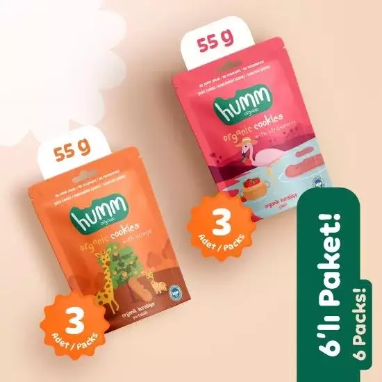 Humm Organik Kurabiye 6'lı Set (Portakallı & Çilekli) - 1