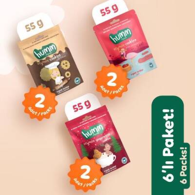 Humm Organik Kurabiye 6'lı Set (Tahinli ve Pekmezli & Zencefilli ve Tarçınlı & Çilekli)