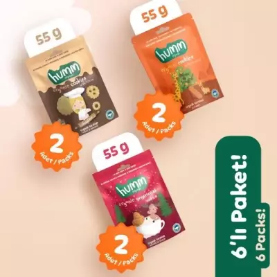 Humm Organik Kurabiye 6'lı Set (Tahinli ve Pekmezli & Zencefilli ve Tarçınlı & Portakallı)