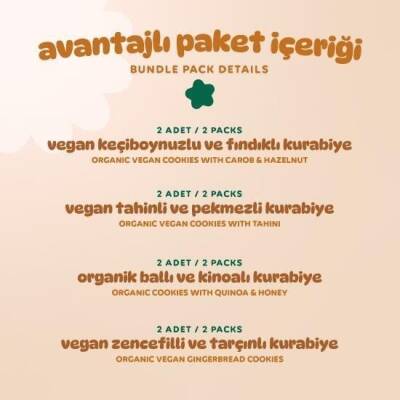 Humm Organik Kurabiye 8'li Set (Ballı ve Kinoalı & Keçiboynuzlu ve Fındıklı & Zencefilli ve Tarçınlı & Tahinli ve Pekmezli) - 3