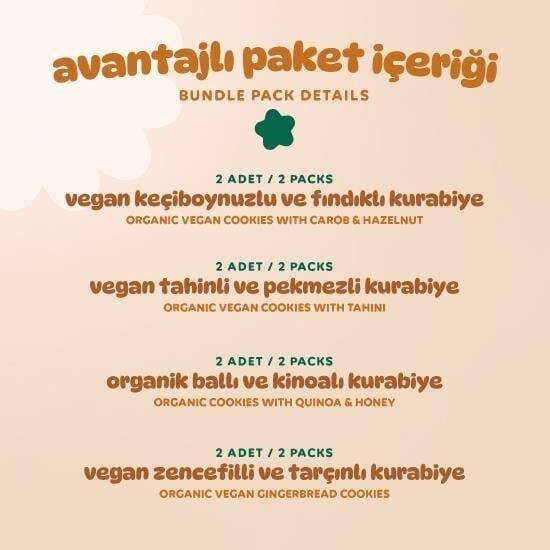 Humm Organik Kurabiye 8'li Set (Ballı ve Kinoalı & Keçiboynuzlu ve Fındıklı & Zencefilli ve Tarçınlı & Tahinli ve Pekmezli) - 3