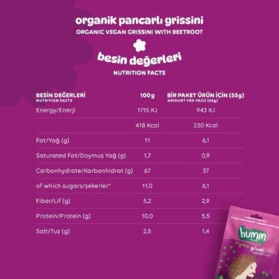 Humm Organik Pancarlı Grissini  Vegan (55 gr) - 5