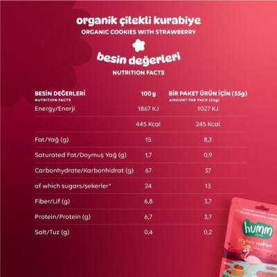 Humm Organik Çilekli Kurabiye 6'lı Set - 3