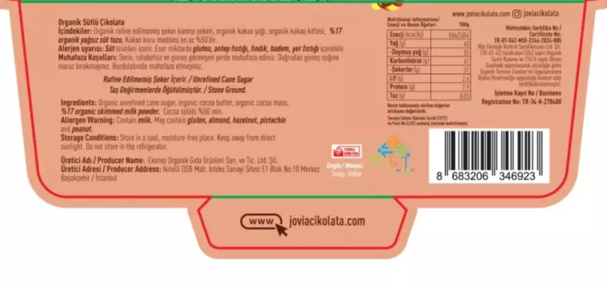 Jovia Organik Sütlü Çikolata (Çocuk) 7'li Set - 2