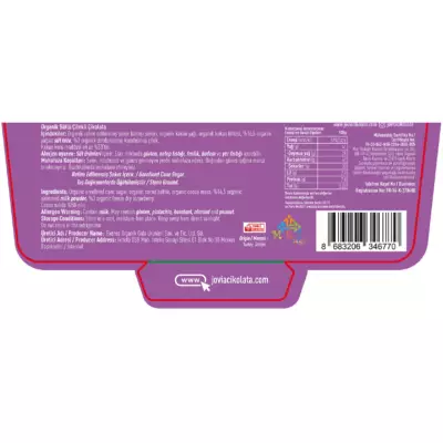 Jovia Organik Çilekli Sütlü Çikolata (Çocuk) 40 gr (1)