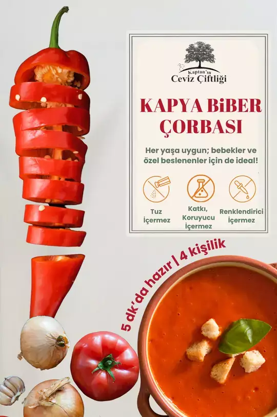 Kaptan'ın Ceviz Çiftliği Kapya Biber Çorbası - 4 Porsiyon (50 gr) - 1