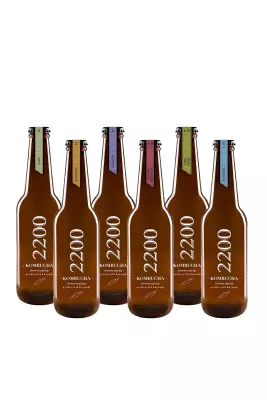 Kombucha 2200 Fermente Yeşil Çay 6'lı Set (Sade & Zencefil & Lavanta & Ananas Hibiskus & Lime Nane & Yasemin)