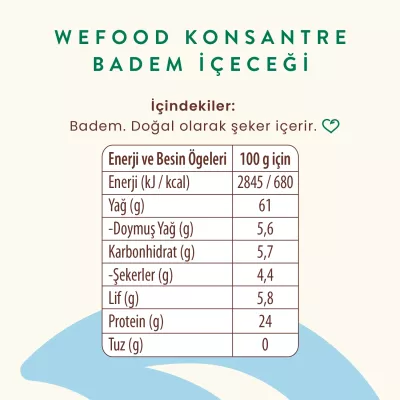 Wefood Konsantre Badem İçeceği (%100 Badem) 240 gr - 7