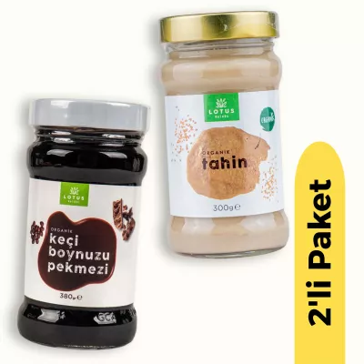 Lotus Natura Organik Keçiboynuzu Pekmezi (380 gr) ve Organik Tahin (300 gr) 2'li Set