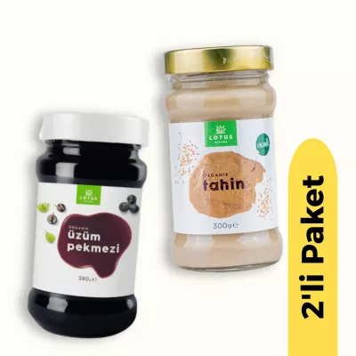 Lotus Natura Organik Üzüm Pekmezi (380 gr) ve Organik Tahin (300 gr) 2'li Set