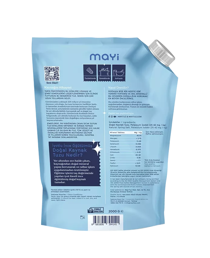 Mayi Tuz Öğütülmüş Sofra Tuzu (İyot İlaveli) 2000 gr - 2