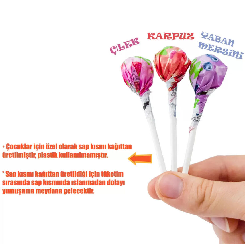 MOM Organik Lolipop (Çilek & Karpuz & Yaban Mersini) 10 adet - 4