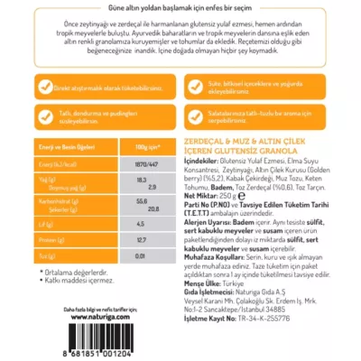 Naturiga Zerdeçal & Altın Çilek Granola Glutensiz (250 gr) - 3