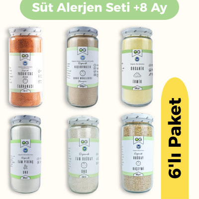 OG Natural Ek Gıda Başlangıç Süt Alerjen 6'lı Set +8 Ay (İrmik & Yoğurtsuz Tarhana & Tam Pirinç Unu & Tam Buğday Unu & Buğday Ruşeymi & Keçiboynuzlu Bebek Muhallebisi)