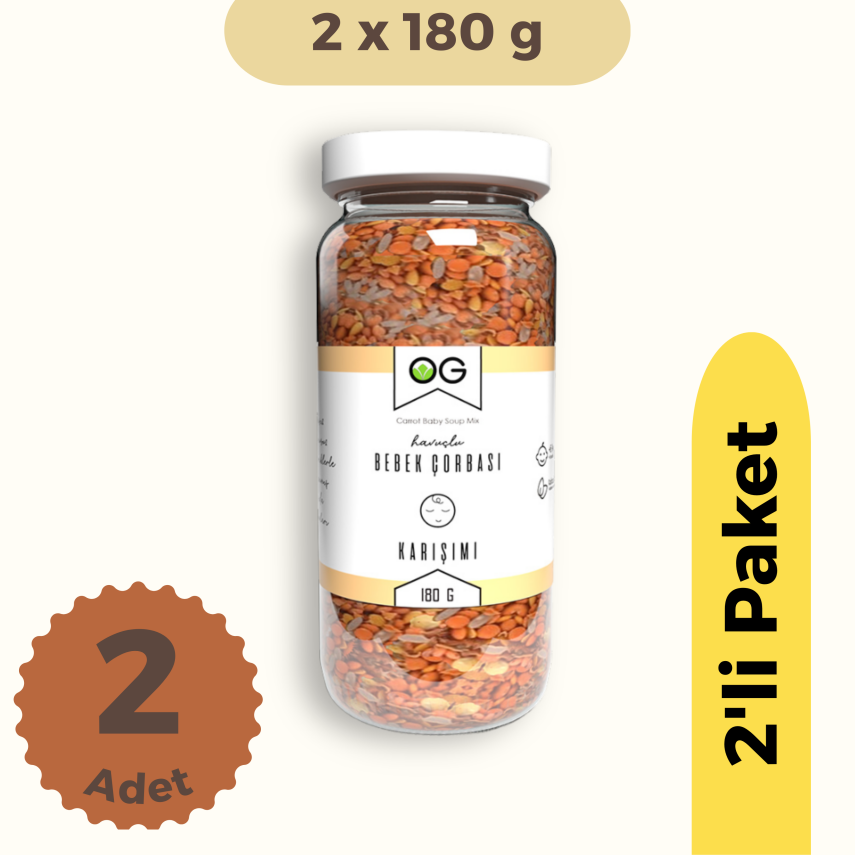 OG Natural Havuçlu Bebek Çorbası Karışımı 2'li Set (180 gr) - 1