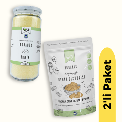 OG Natural Organik İrmik (330 gr) Organik Zeytinyağlı Bisküvi (300 gr) 2'li Set