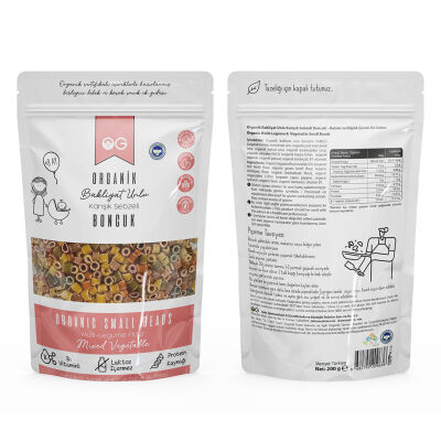 OG Natural Organik Karışık Sebzeli Bakliyat Unlu Boncuk Makarna +8 Ay (200 gr) (1)