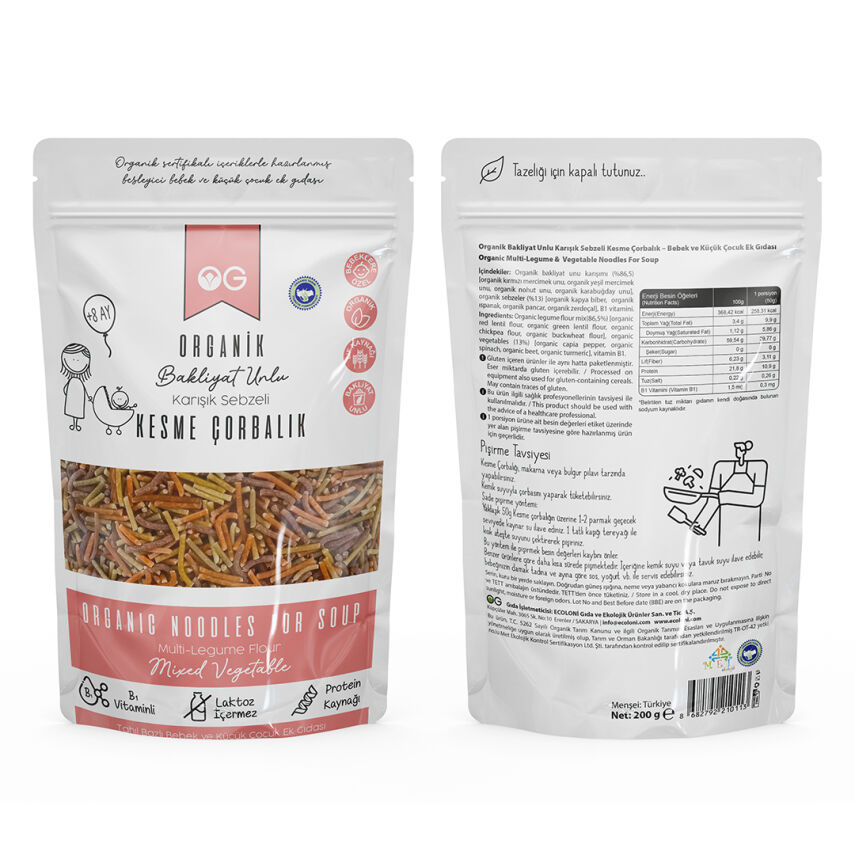 OG Natural Organik Karışık Sebzeli Bakliyat Unlu Kesme Çorbalık +8 Ay (200 gr) - 2