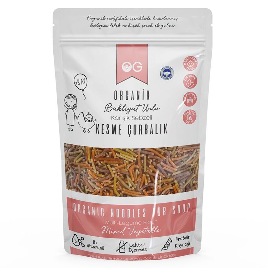 OG Natural Organik Karışık Sebzeli Bakliyat Unlu Kesme Çorbalık +8 Ay (200 gr) - 1