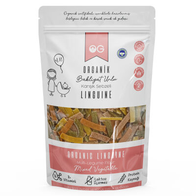 OG Natural Organik Karışık Sebzeli Bakliyat Unlu Şerit Makarna Linguine +8 Ay (200 gr)