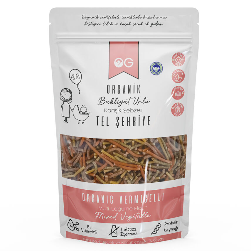 OG Natural Organik Karışık Sebzeli Bakliyat Unlu Tel Şehriye +8 Ay (180 gr) - 1