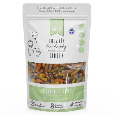 OG Natural Organik Karışık Sebzeli Tam Buğday Dirsek Makarna +8 Ay (200 gr)