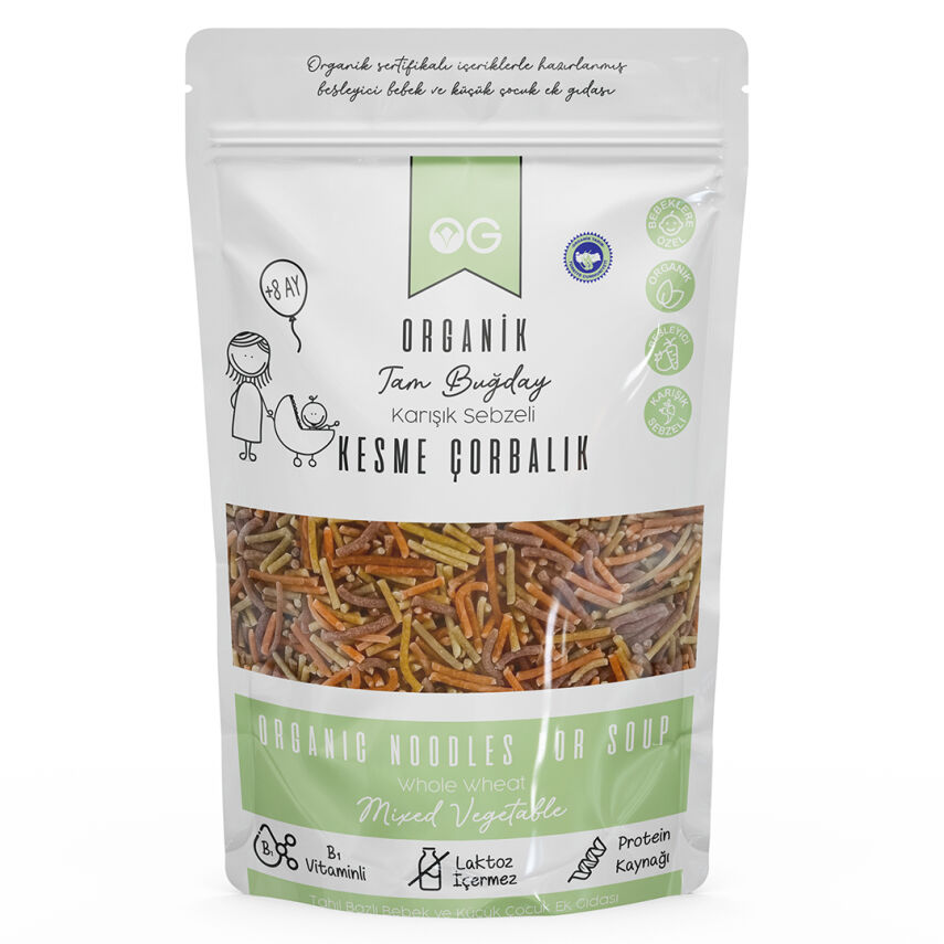 OG Natural Organik Karışık Sebzeli Tam Buğday Kesme Çorbalık +8 Ay (200 gr) - 1