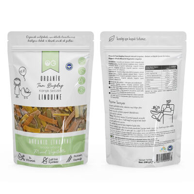 OG Natural Organik Karışık Sebzeli Tam Buğday Şerit Makarna Linguine +8 Ay (200 gr) (1)