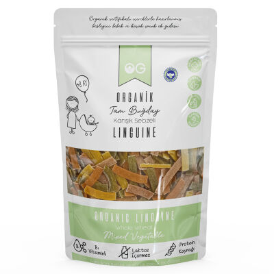 OG Natural Organik Karışık Sebzeli Tam Buğday Şerit Makarna Linguine +8 Ay (200 gr)