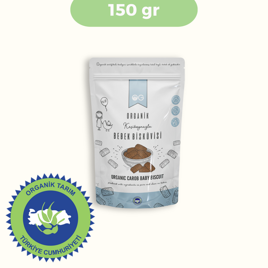 OG Natural Organik Keçiboynuzlu Bebek Bisküvisi +6 Ay (150 gr) - 1