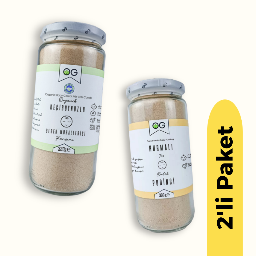OG Natural Organik Keçiboynuzlu Bebek Muhallebisi (320 gr) ve Hurmalı Bebek Pudingi (300 gr) 2'li Set +8 Ay - 1