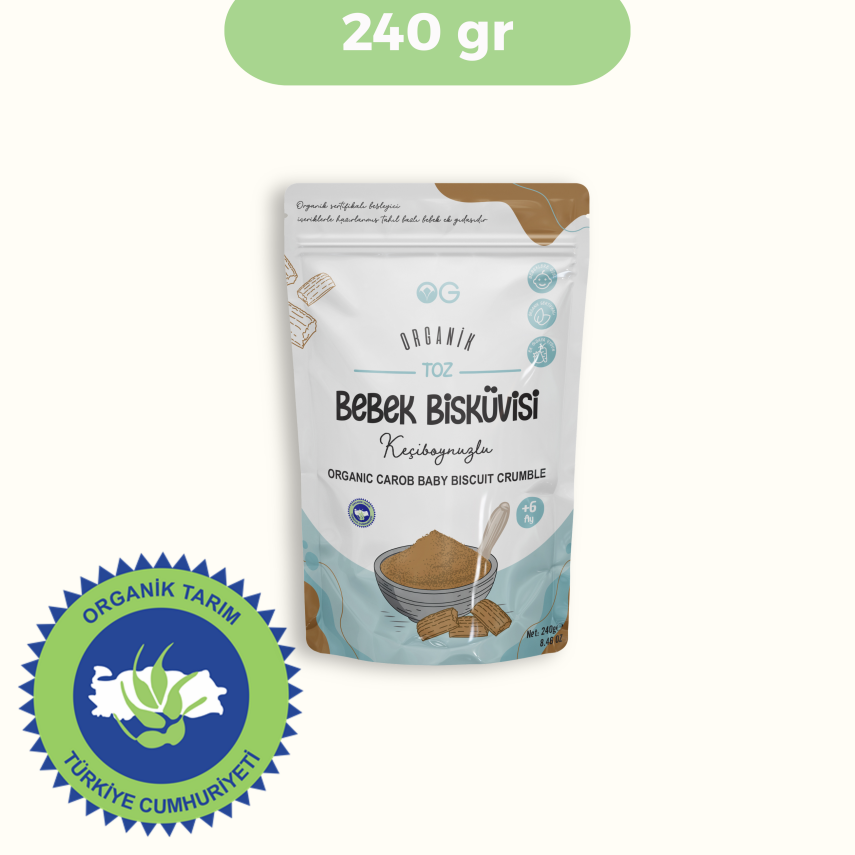 OG Natural Organik Keçiboynuzlu Toz Bebek Bisküvisi +6 Ay (240 gr) - 1