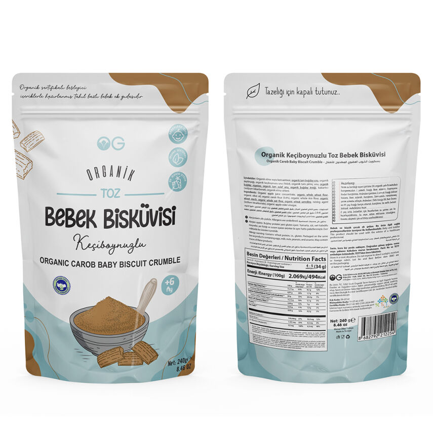 OG Natural Organik Keçiboynuzlu Toz Bebek Bisküvisi +6 Ay (240 gr) - 3