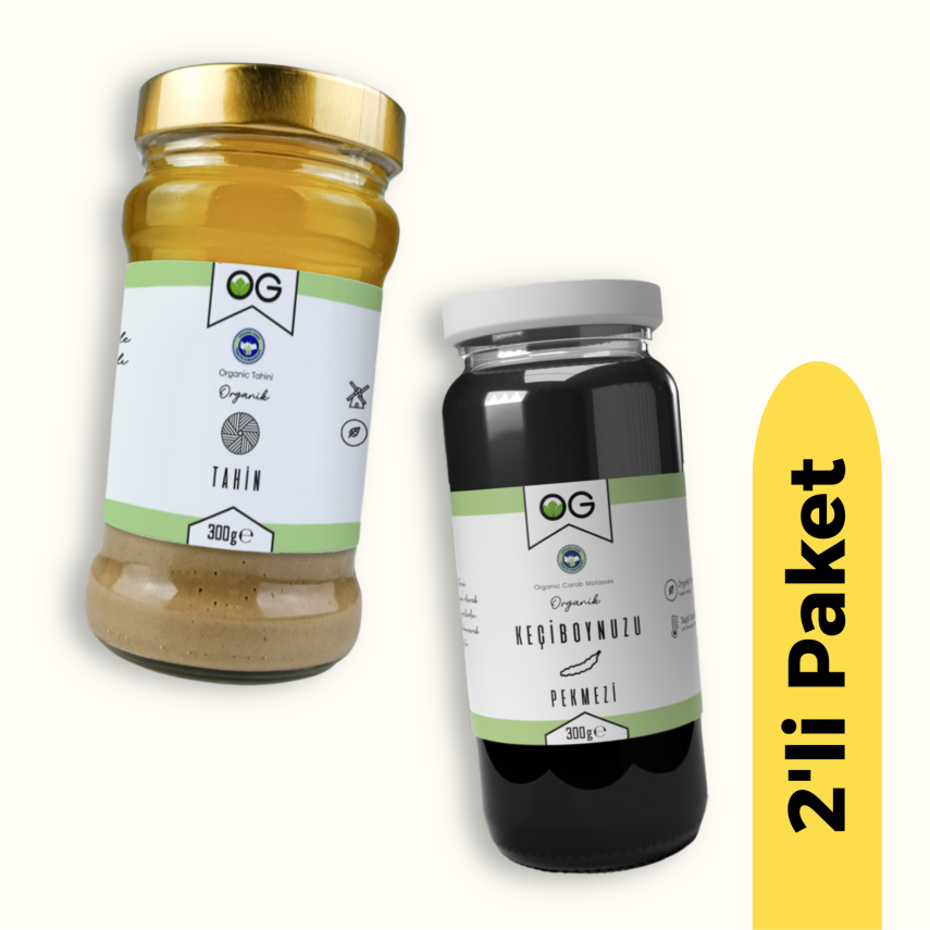 OG Natural Organik Keçiboynuzu Pekmezi (300 gr) ve Organik Tahin (300 gr) 2'li Set - 1
