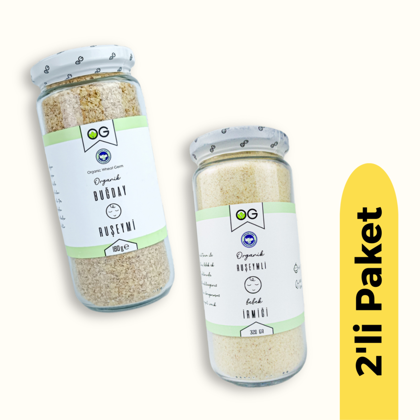 OG Natural Organik Ruşeymli Bebek İrmiği (320 gr) ve Organik Buğday Ruşeymi (180 gr) 2'li Set - 1