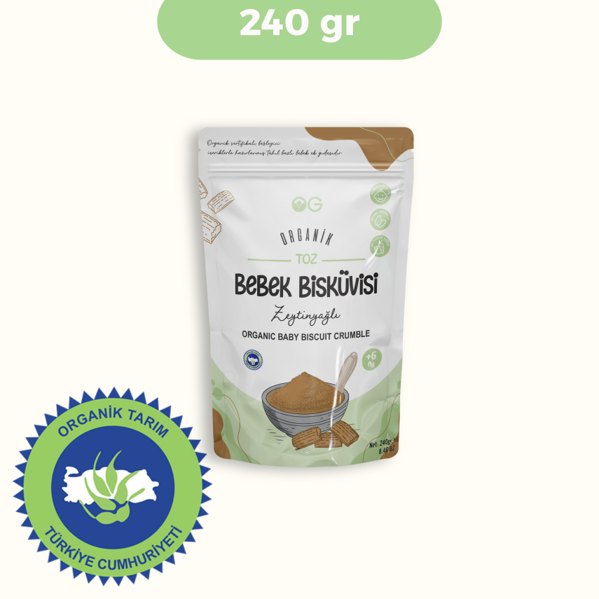 OG Natural Organik Toz Zeytinyağlı Bebek Bisküvisi +6 Ay (240 gr) - 1
