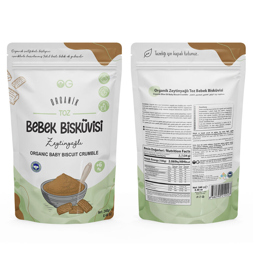 OG Natural Organik Toz Zeytinyağlı Bebek Bisküvisi +6 Ay (240 gr) - 3