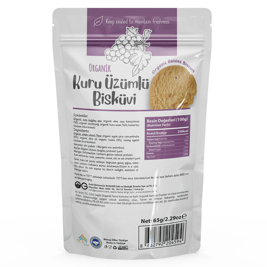 OG Natural Organik Üzümlü Bisküvi (65 gr) - 2